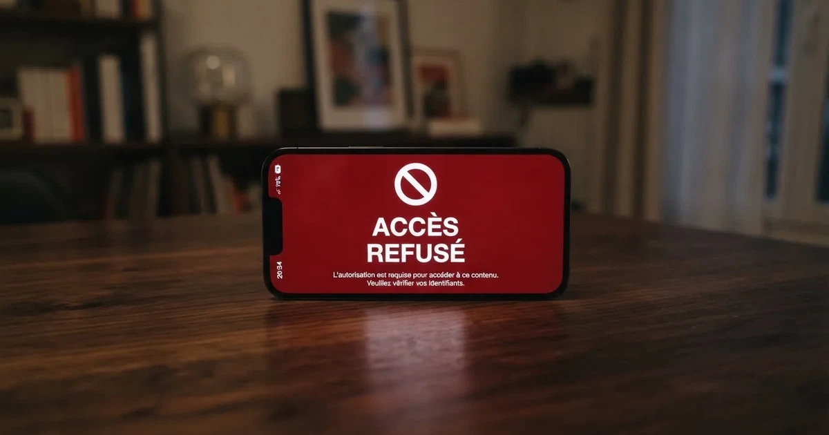 Page d'avertissement affichant le blocage d'un site de casino en ligne non autorisé en France