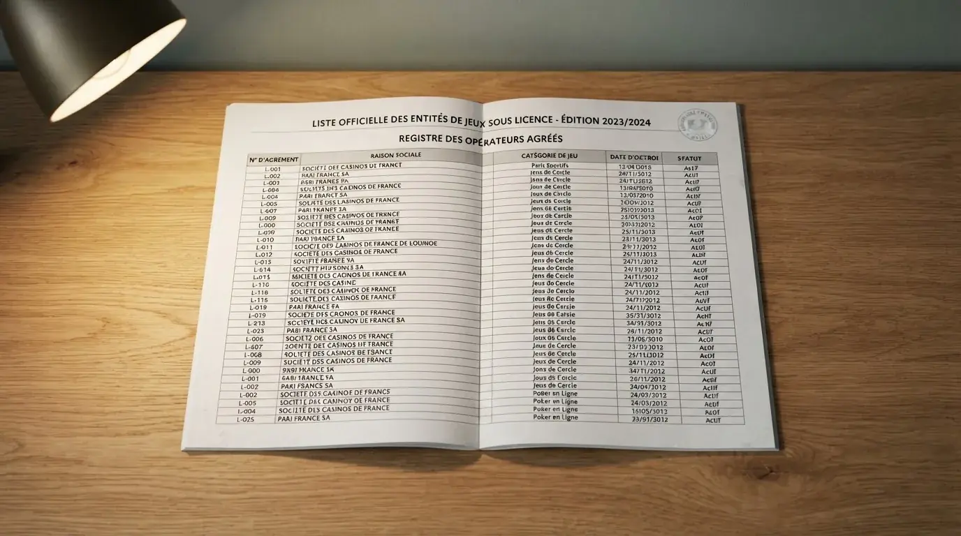 document réglementaire présentant la liste des opérateurs de jeux agréés en France