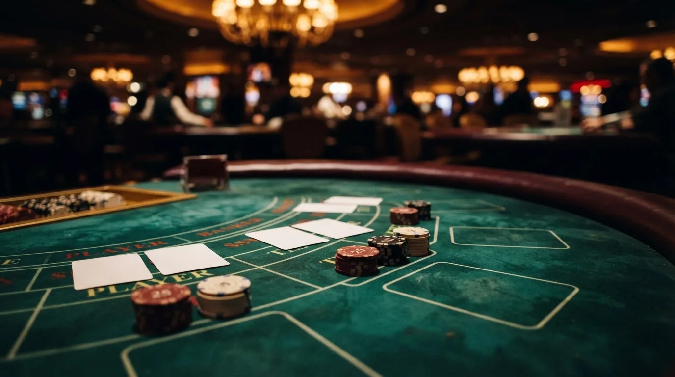 Table de baccara et jeux de cartes dans une salle de casino