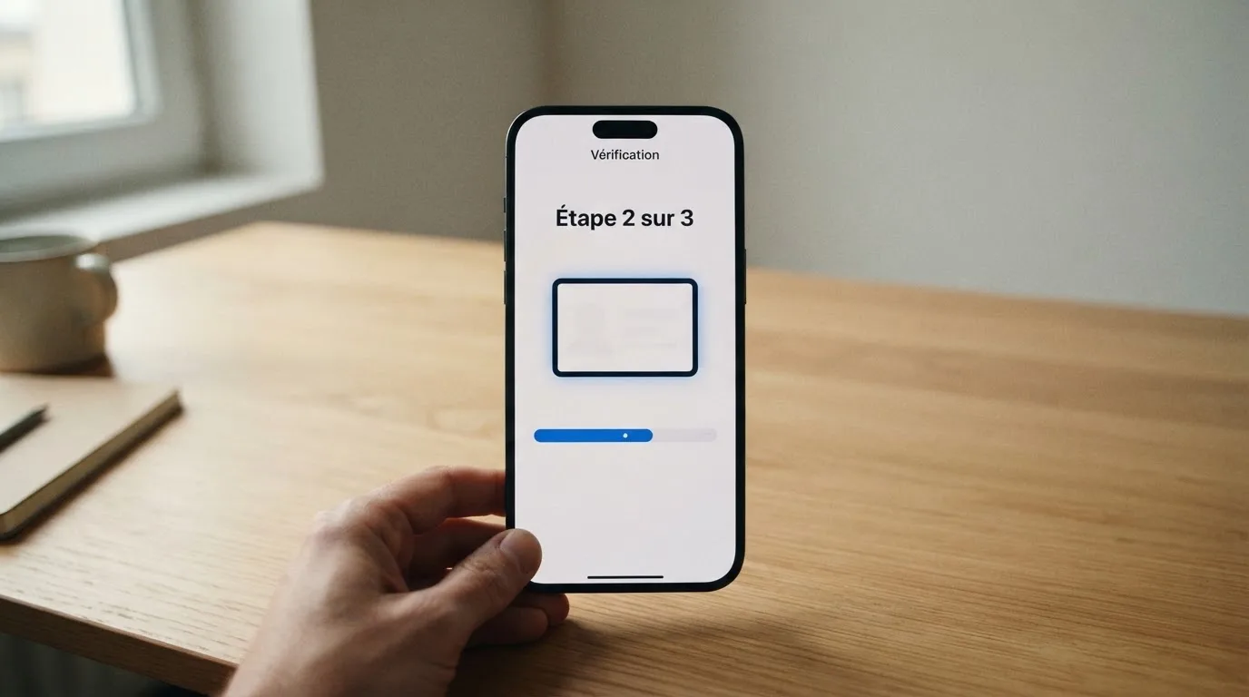 a smartphone screen showing an identity-document upload step an online self-exclusion request